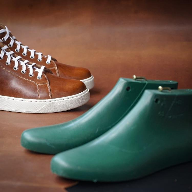 Songo High Top Rubber Sole Sneakers with Veg Tan Leather